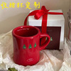 red ceramic waist mug ins korean style ceramic cup couple gift cup customizable logo full figure