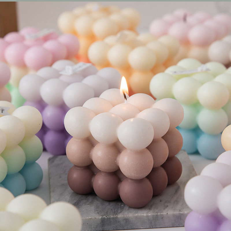 net red horse caron color bubble cube aromatherapy candle wholesale creative aromatherapy hand gift modeling candle ornaments details Picture