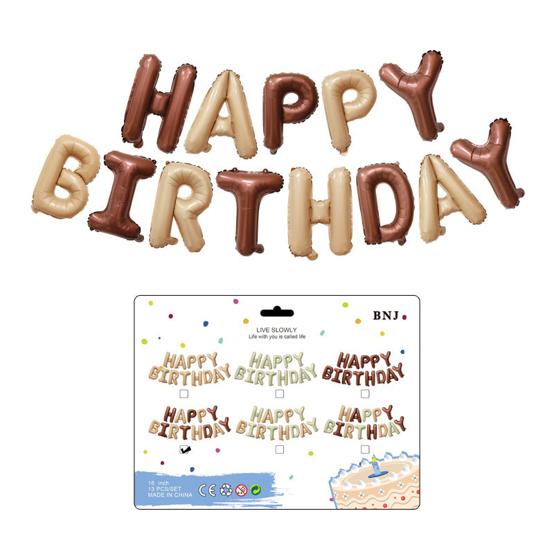 independent paper card packaging 16-inch english letter aluminum balloon children's birthday party decoration layout cross-border wholesale full figure