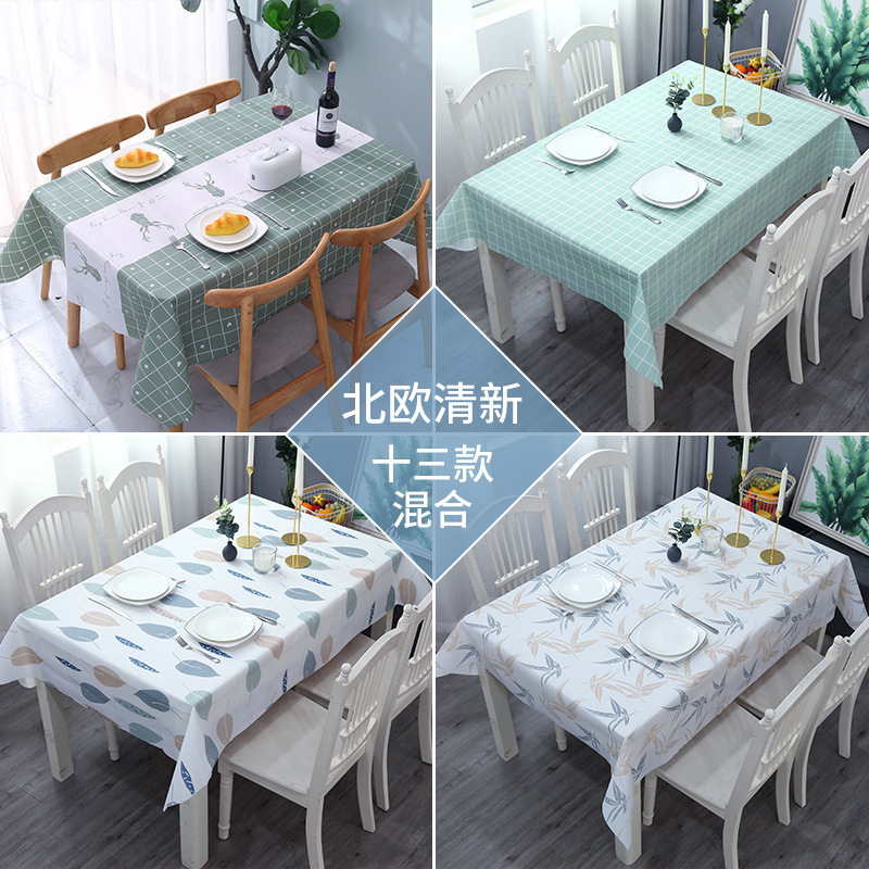 nordic style warm high temperature resistant tablecloth ins tablecloth waterproof oil-proof disposable high-grade pvc plaid dining table cloth liner details Picture