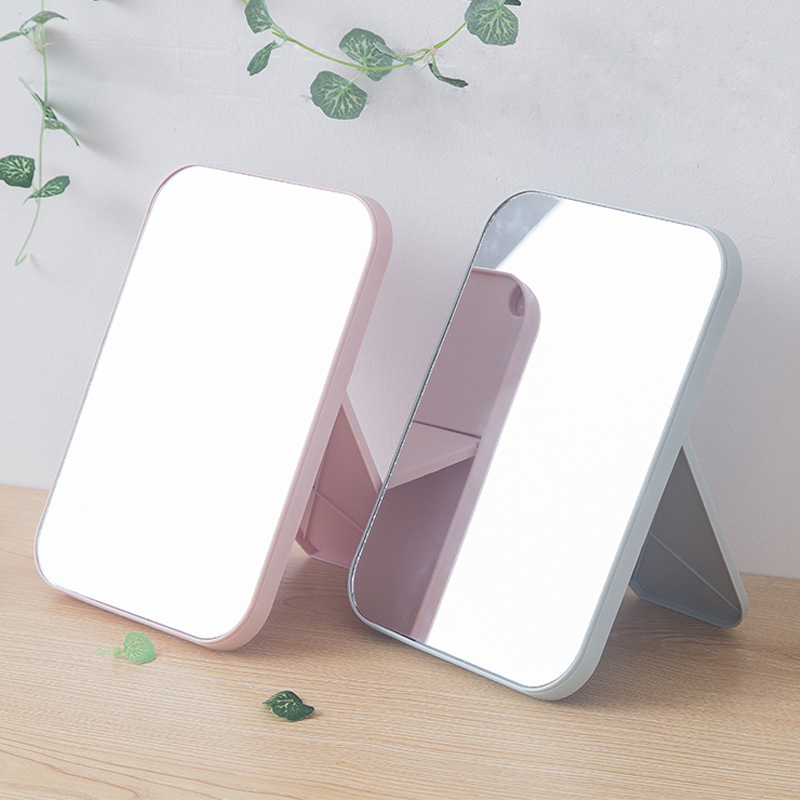 hd makeup mirror desktop simple cosmetic mirror square princess mirror simple foldable and portable cosmetic mirror details Picture