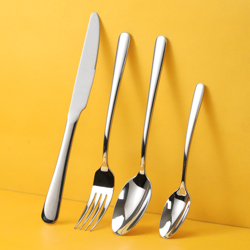 thick elegant 304 stainless steel tableware knife fork spoon steak suit series hotel western coffee dessert spoon details Picture