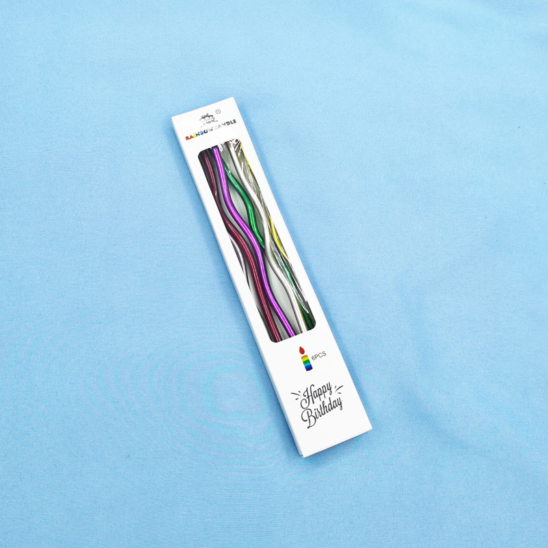 birthday thread candle colorful gold color gold and silver color twist thread candle cake curve curved candle Item Picture