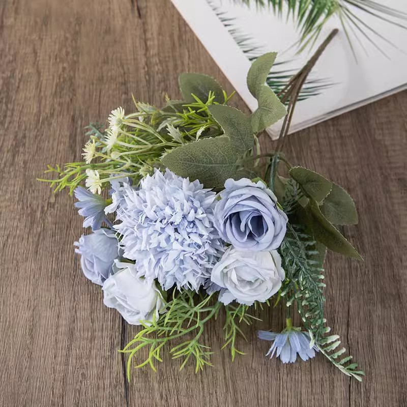 artificial rose hydrangea european 7 fork peony combination bouquet wedding bouquet home artificial flower artificial flower wholesale full figure