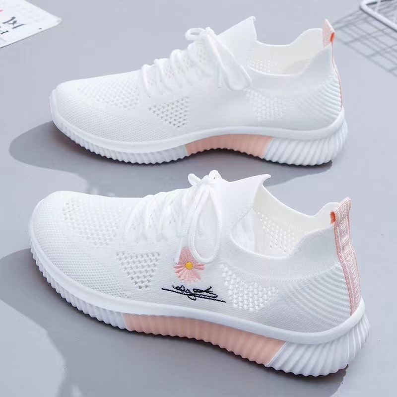 mesh surface shoes women's summer thin white shoes 2025 new mesh sneakers women's breathable versatile summer casual shoes full figure
