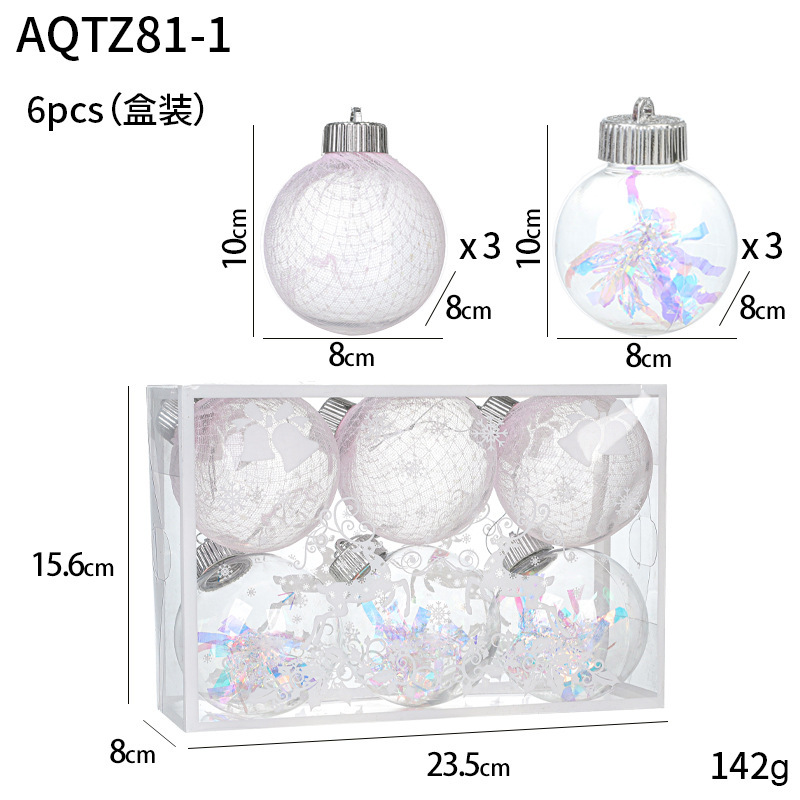 cross-border color christmas ball set transparent ball foam ball plastic colorful mesh ball christmas tree show window decoration full figure
