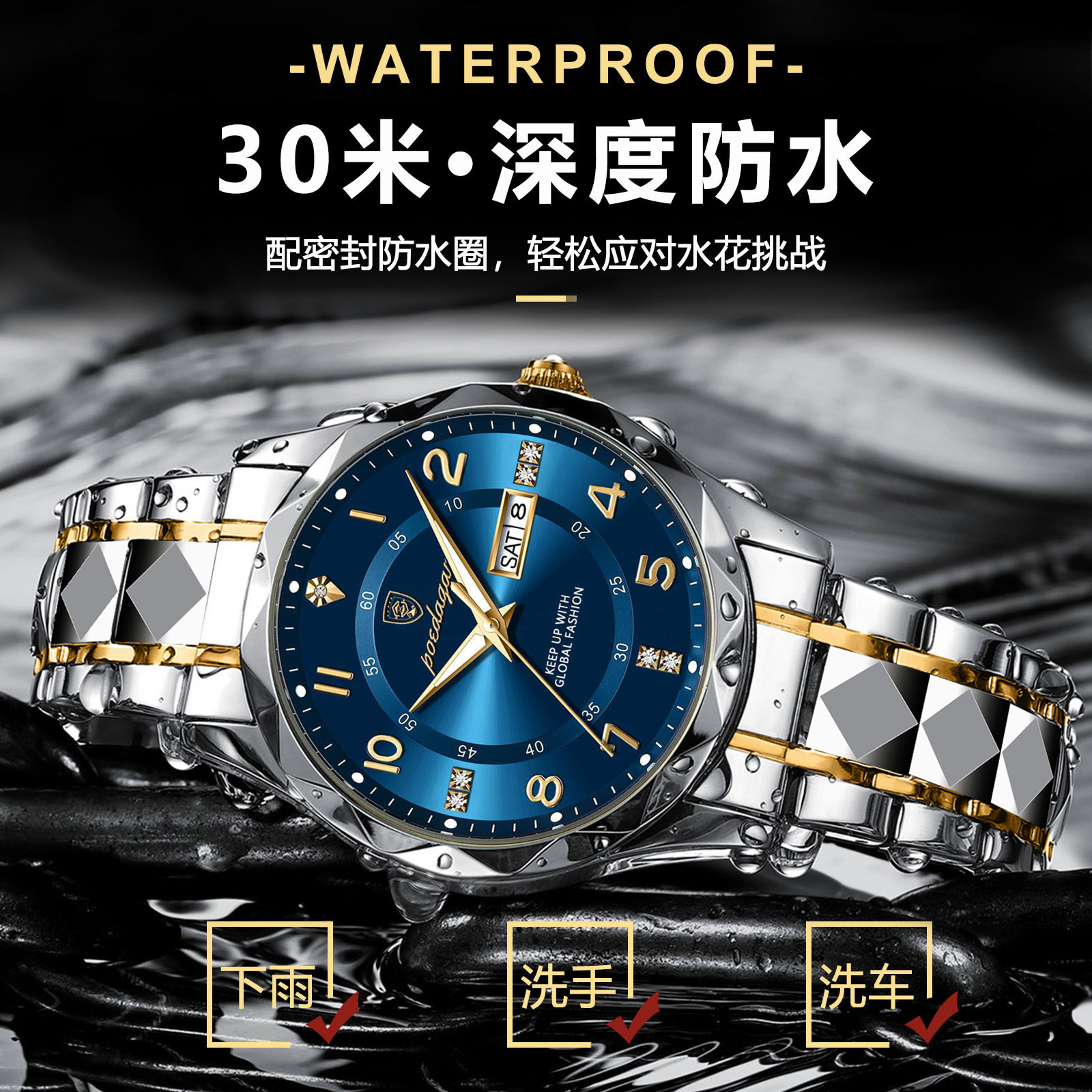 swiss brand new men's watch luxury waterproof luminous quartz watch live foreign trade popular style one piece dropshipping Application Scenario