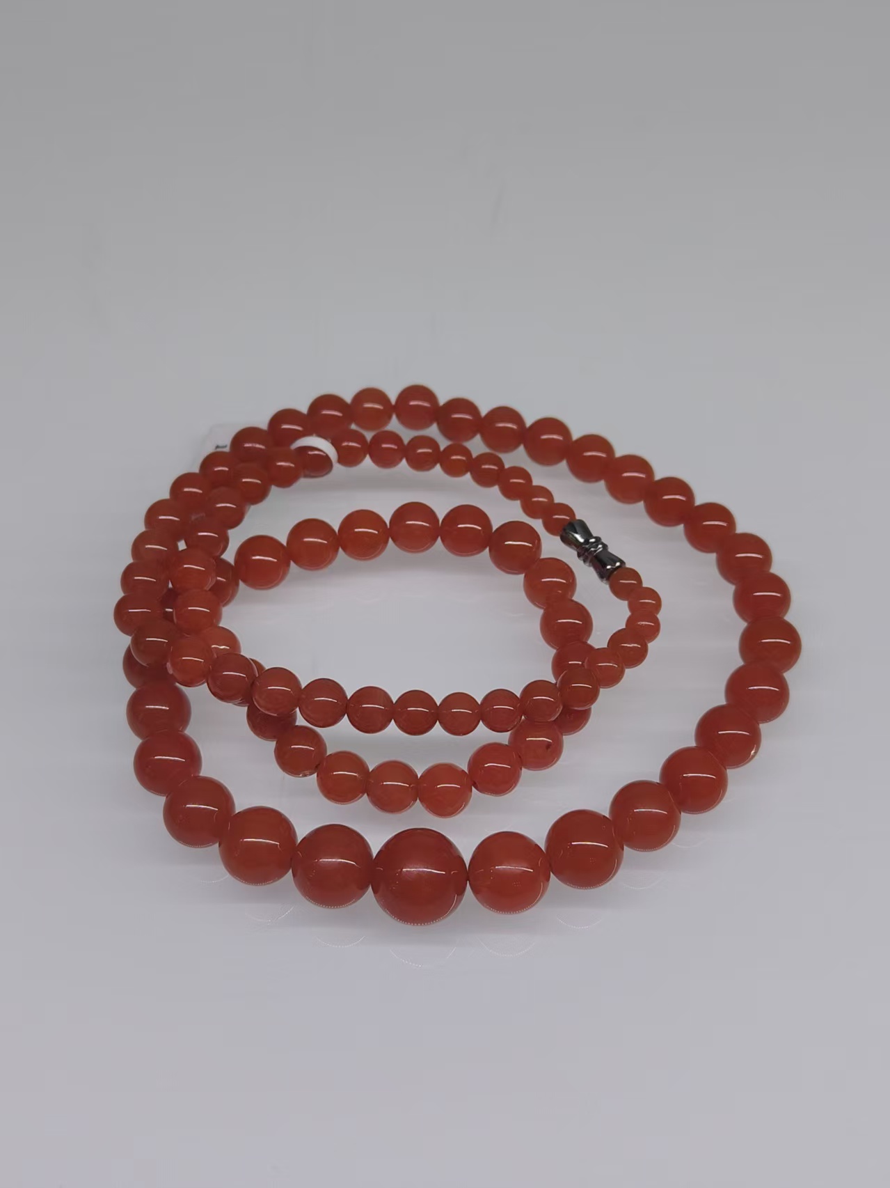 天然云南凉山南红圆珠项链  塔珠项链