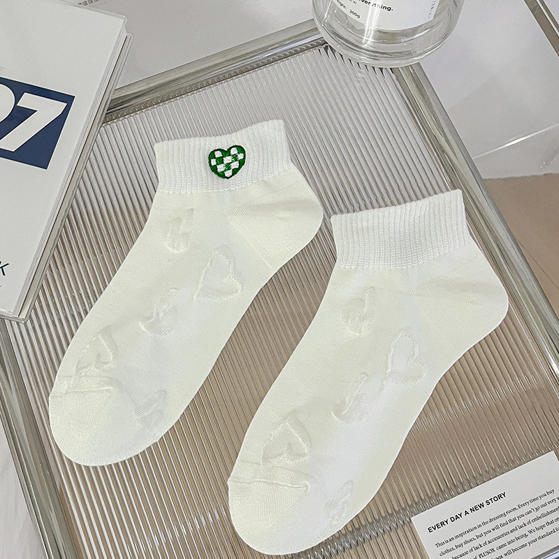 socks women's socks summer thin white japanese cute embroidered low cut socks breathable socks ins tide summer women's boat socks details Picture