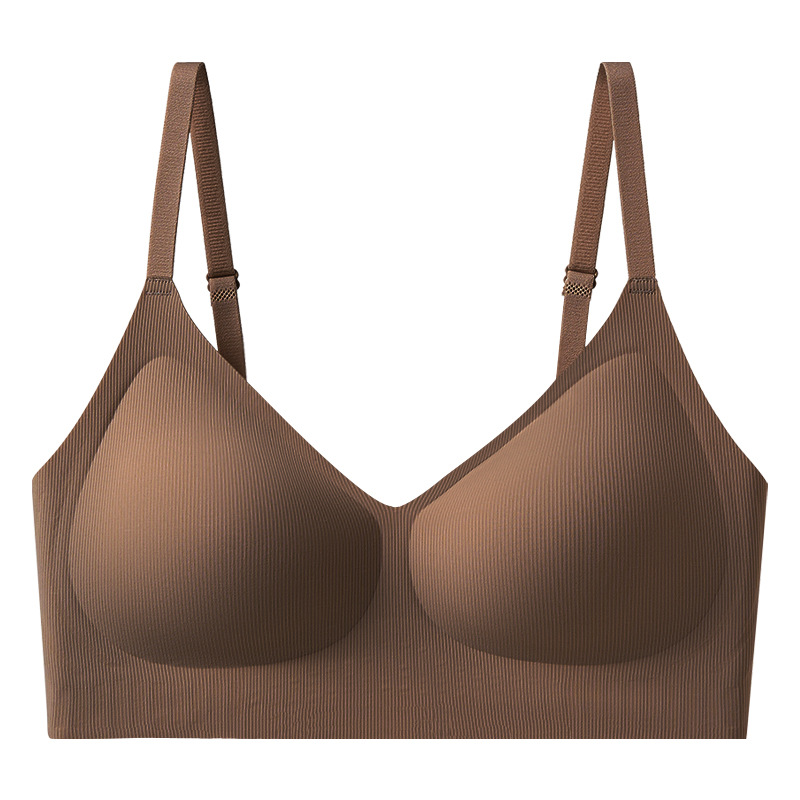 orange inner wood underwear women's thread thin and comfortable seamless push up breast holding soft support not empty cup anti-sagging Specification drawing