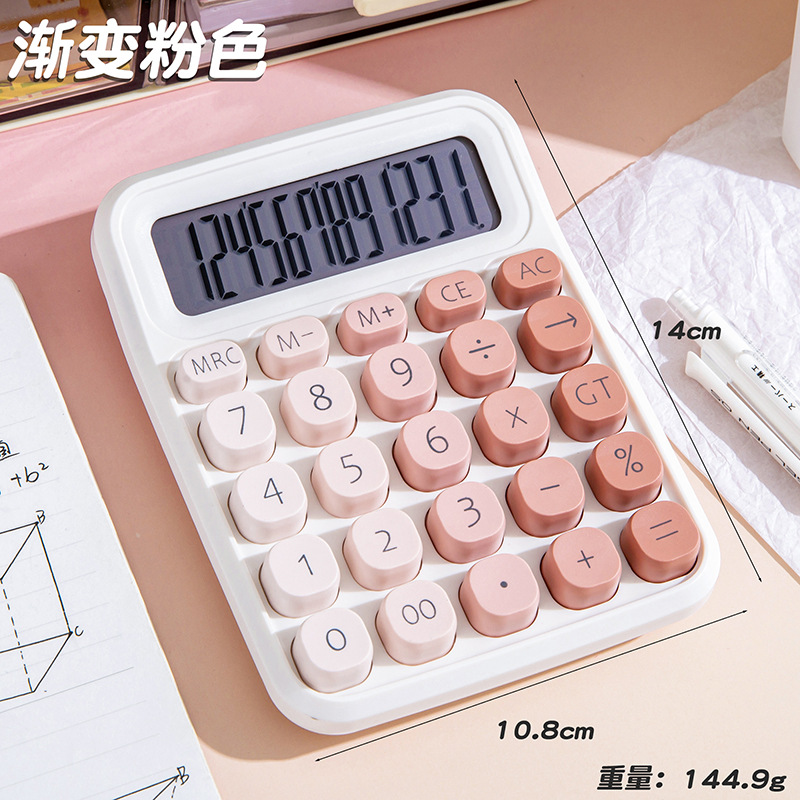 student small calculator cute gradient color large screen flexible button office finance accounting exam computer details Picture