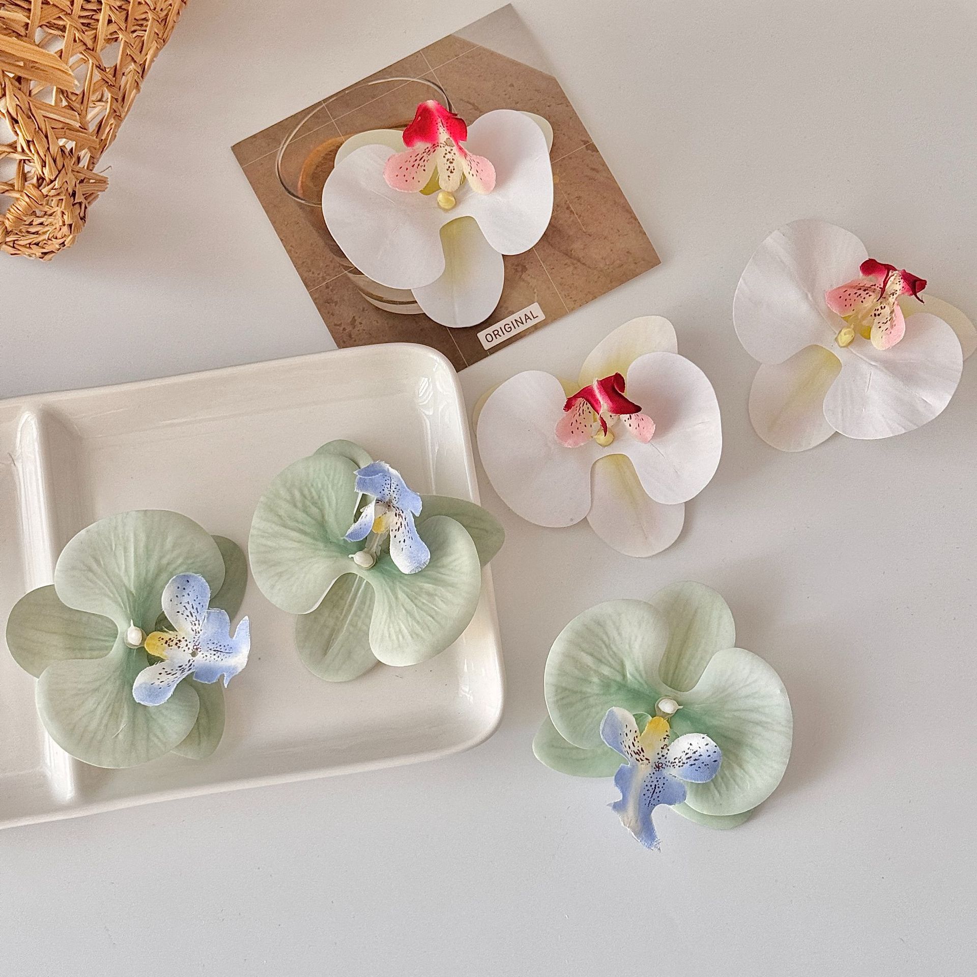 phalaenopsis artificial flower head artificial flower handmade diy decorative hair clip corsage accessories hand gift cake decorations details Picture