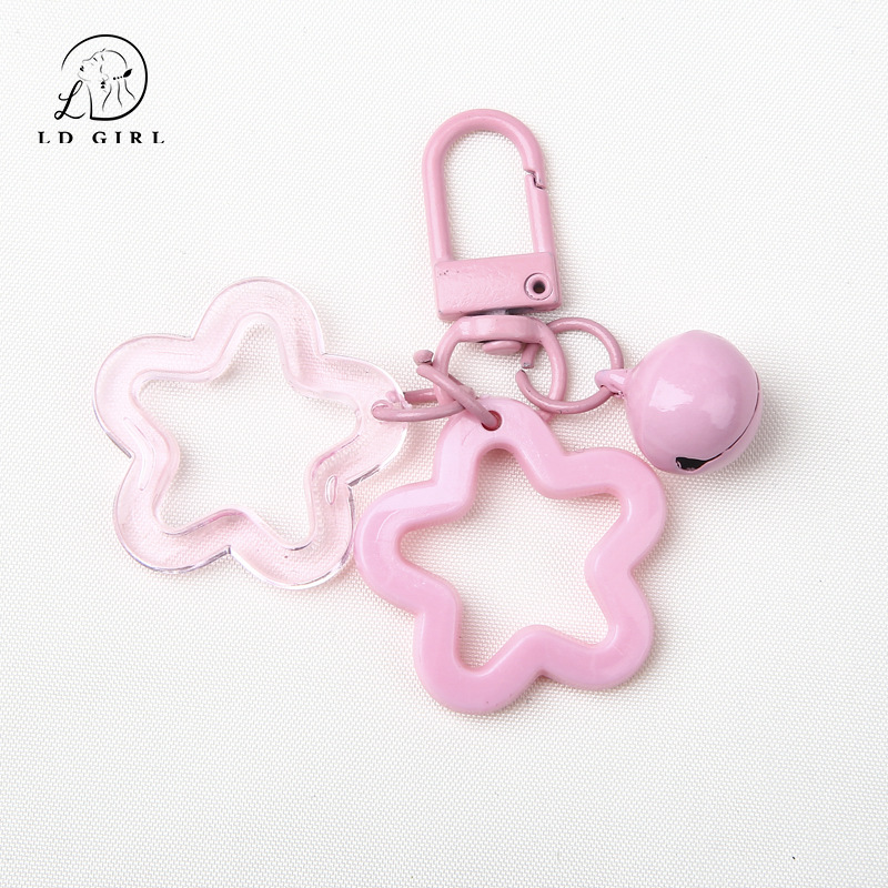 colorful acrylic five-pointed star bell key buckle pendant accessories diy backpack lock ornaments key ring car hanging full figure