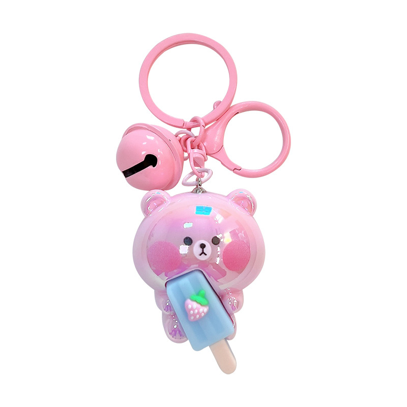 creative with electroplated bear ice cream keychain exquisite lovely bag pendant car key accessories lanyard gift goods Item Picture