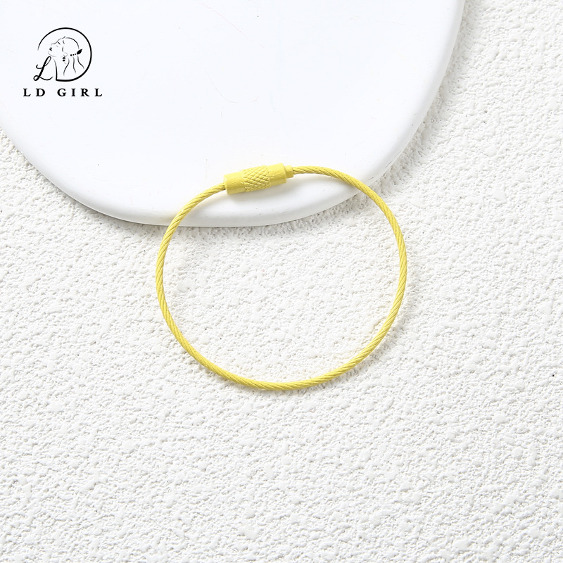 candy color colored wire rope ring diy keychain accessory accessories girl heart ins key ring circle tag hanging buckle details Picture