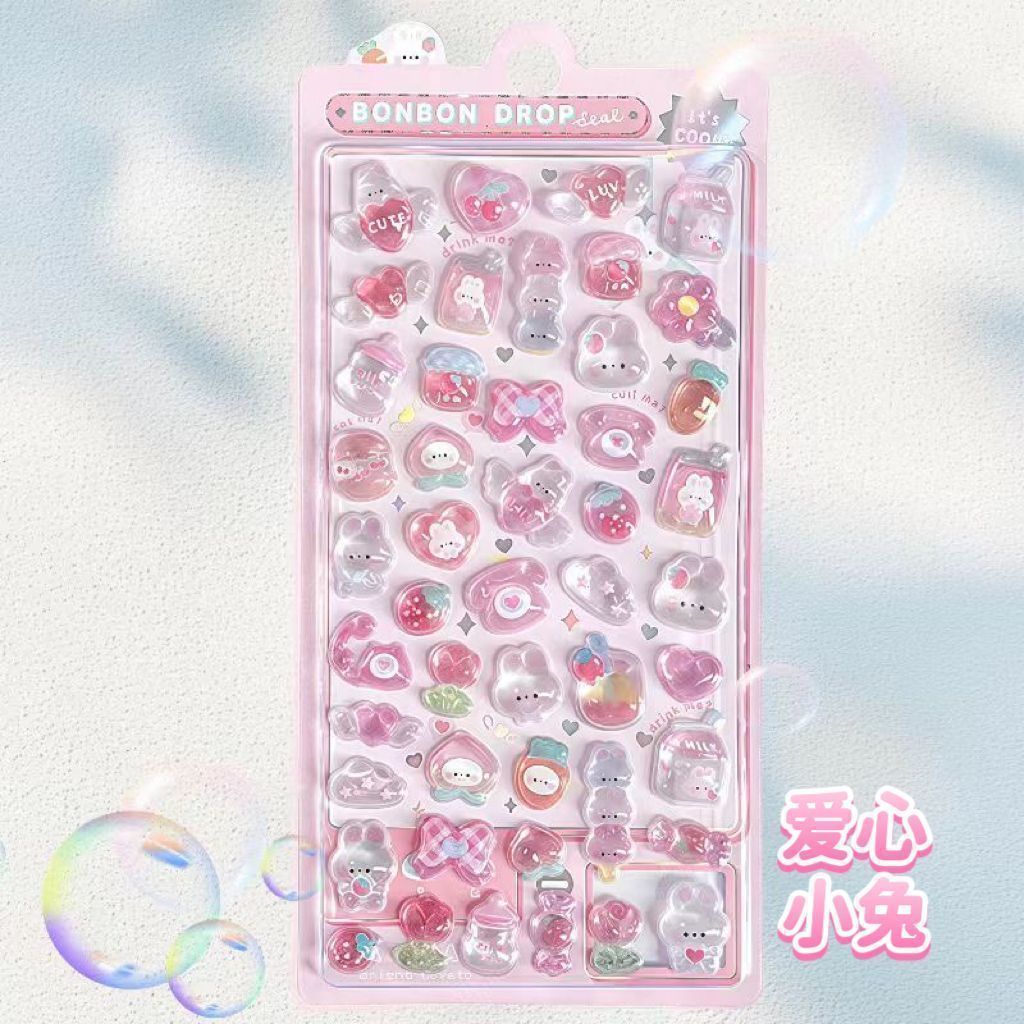 cartoon three-dimensional floating fun stickers crystal diamond children's decorative stickers 3d stickers cute relief stickers girl Application Scenario
