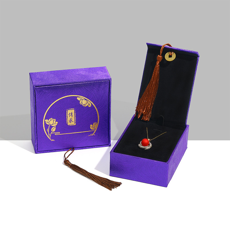 ancient style calligraphy crafts jewelry box vintage linen tassel bracelet box wholesale jade beads calligraphy packaging box Specification drawing