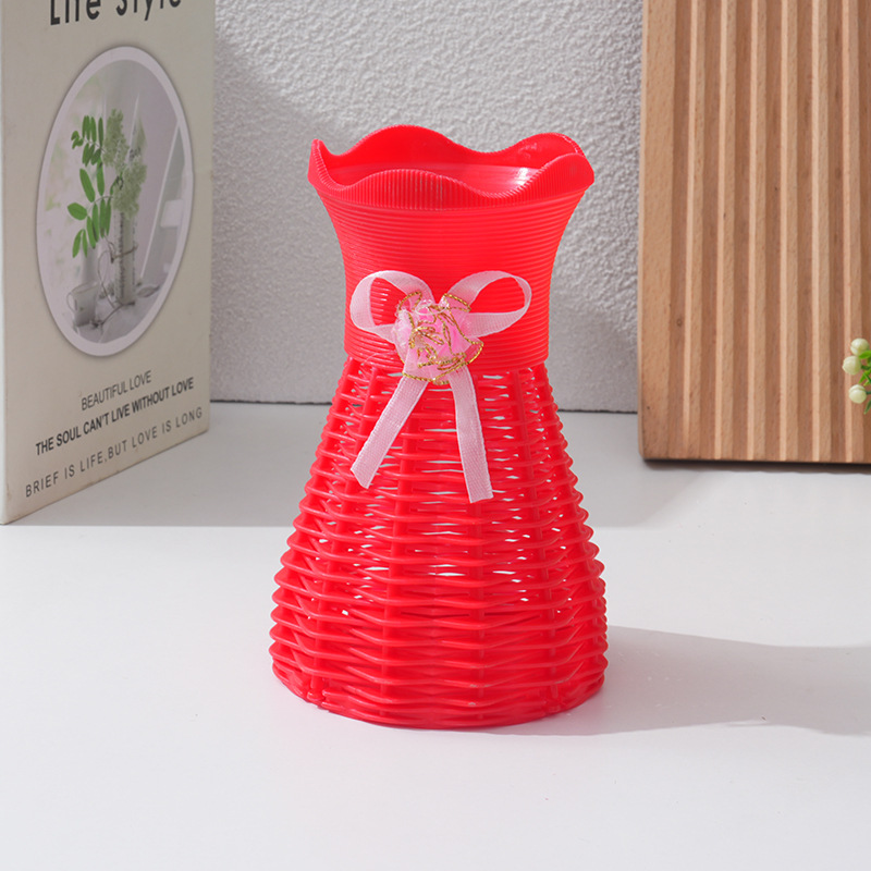 nordic ins feng shui corrugated plastic vase living room dining table domestic ornaments flower arrangement container cross-border foreign trade details Picture