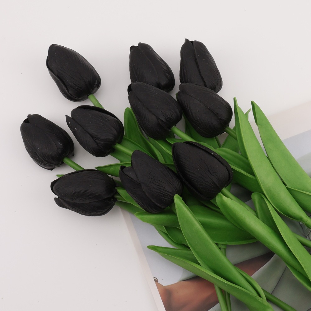 cross-border hot sale pu simulation tulip home decoration gradient fake flower decoration home atmosphere props bouquet details Picture