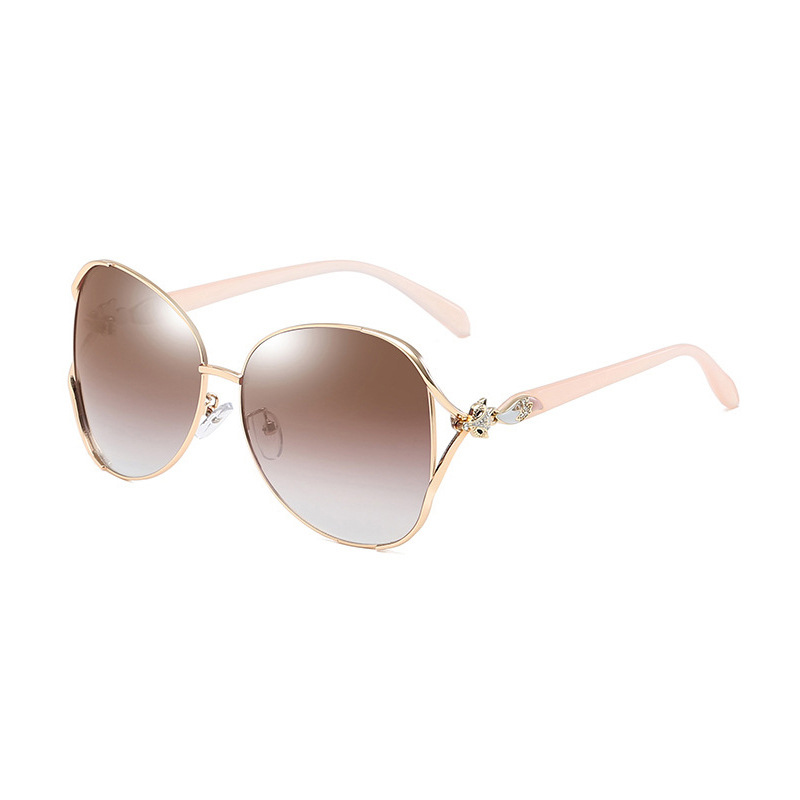 new polarized sunglasses women's european and american large frame fox head sunglasses women's high-grade metal diamond sun glasses Specification drawing