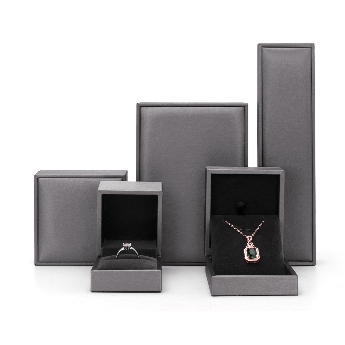 pu brushed leather jewelry box high-end ring box bracelet box pendant necklace bracelet box high-end sense jewelry box wholesale Application Scenario