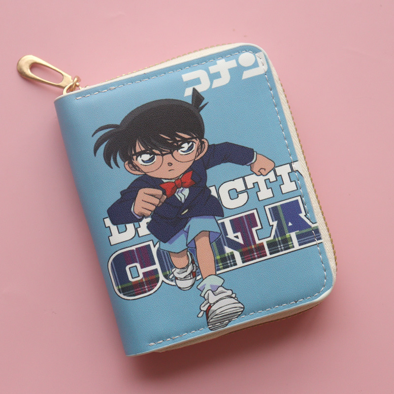 2025 new boys wallet short zipper conan student cartoon mini wallet coin purse card holder Specification drawing