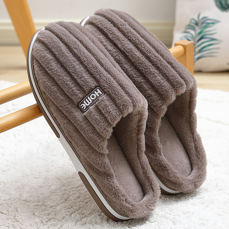 indoor cotton slippers women's winter home large size men's striped woolen slipper household plush warm cotton slippers men's wholesale Application Scenario