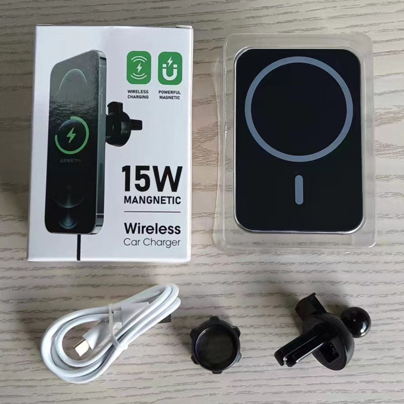 n52 strong magnetic 15w car magnetic wireless mobile phone charger magsafe magnetic suction air outlet mobile phone holder full figure