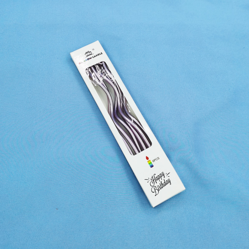 birthday thread candle colorful gold color gold and silver color twist thread candle cake curve curved candle full figure