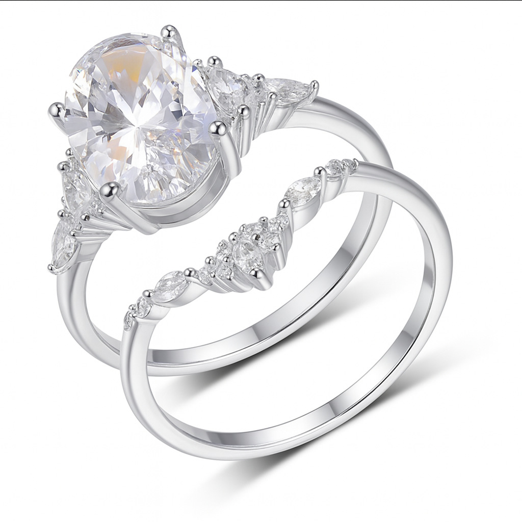 s925 yinhua lifeng oval moissanite ring women's golden crown pattern inlaid european and american style hot Specification drawing