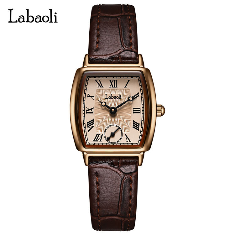 laboli new retro roman scale wine barrel plate light luxury high-grade sense bamboo pattern belt quartz watch wholesale full figure