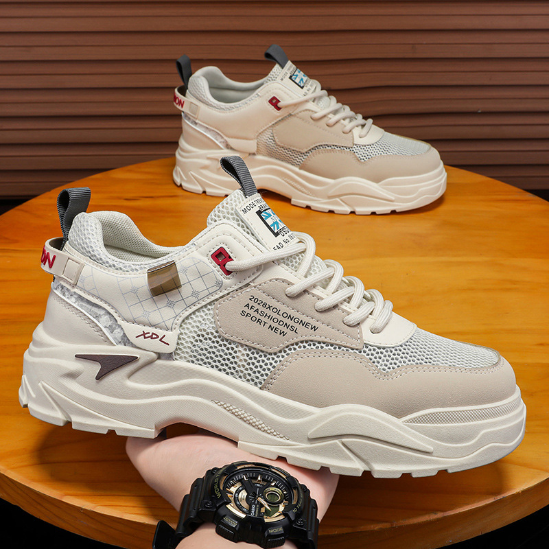 men's shoes spring versatile leisure cargo board shoes work leather waterproof non-slip sports increased by easy wear tide shoes details Picture