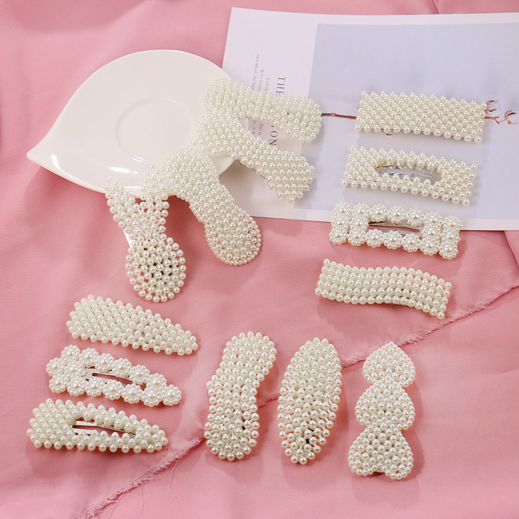 korean new internet influencer pearl barrettes high-grade side clip simple bb clip temperament hairpin headwear hairpin wholesale details Picture