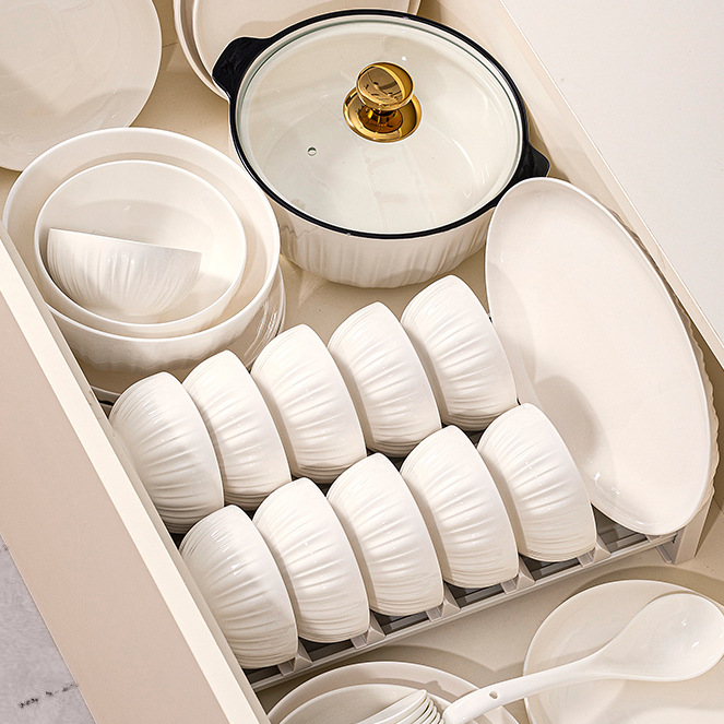 underglaze tableware bowl and dish set household jingdezhen pure white 2024 simple ceramic bowl and plate advanced housewarming new full figure