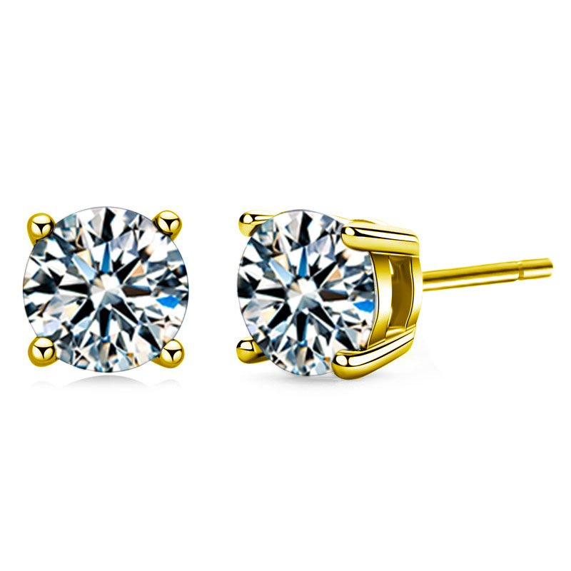cross-border hot moissanite fashion elegant style classic six-claw stud earrings for women 925 sterling silver gold plated ear rings wholesale Application Scenario