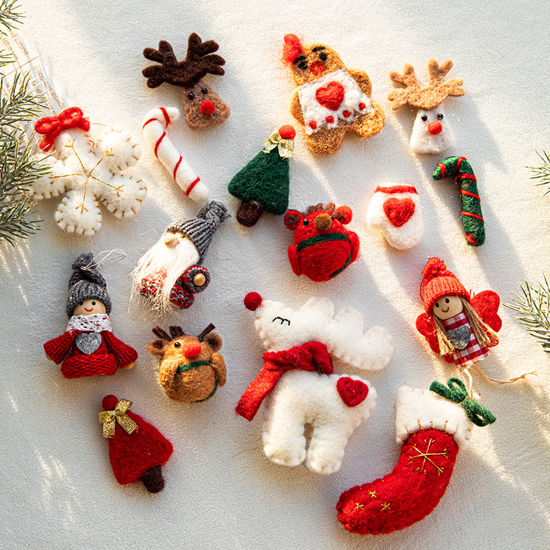 christmas decorations creative christmas tree cartoon elk felt pendant diy material little doll christmas gift full figure