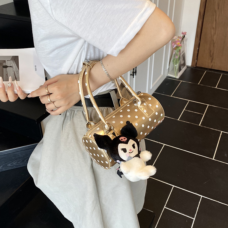 new handbag exquisite shoulder messenger bag boston handbag hot girl style cute polka dot women commuter backpack Application Scenario