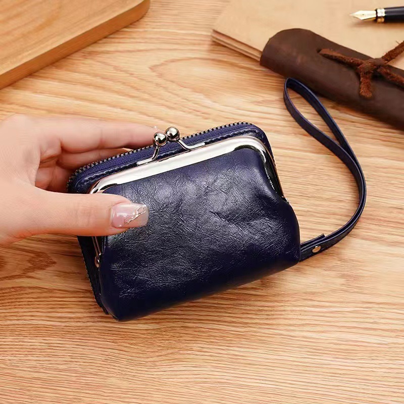 cross-border hot selling women's wallet multifunctional coin purse exquisite buckle card holder small wallet zipper clip bag in stock Specification drawing