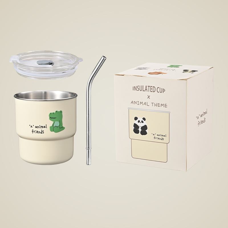 ? 304 stainless steel coffee cup household cups portable water cup creative cartoon mug with lid good-looking cup Specification drawing