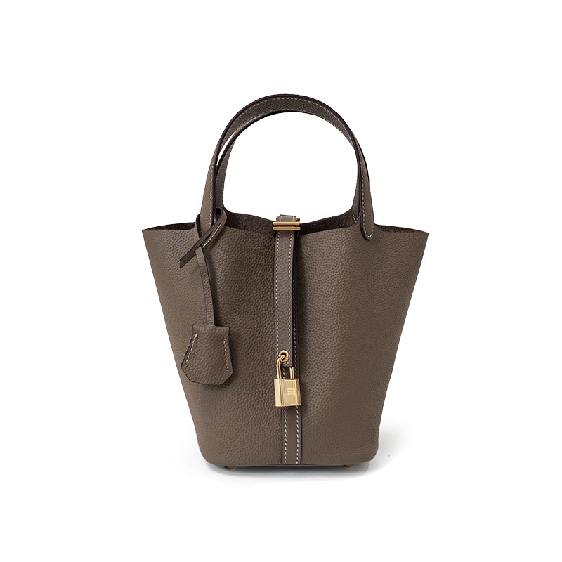 bag hot sale bucket bag genuine leather women's bag vegetable basket bag mummy bag bridal wedding bag light luxury high-grade handbag Item Picture
