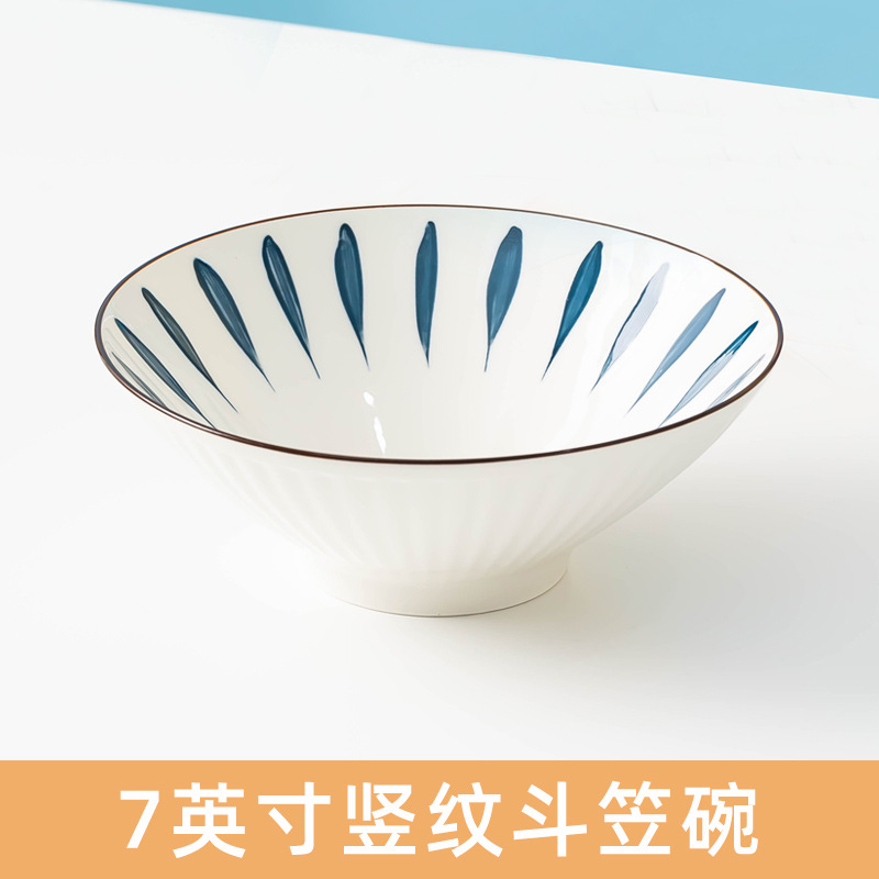 simple japanese style household ceramic bowl dish set rice bowl noodle bowl soup bowl dish creative matching cutlery plate Application Scenario