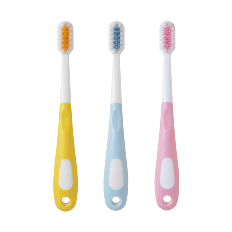 yangzhou calf adventures children's toothbrush wholesale square hole dense hair soft-bristle toothbrush 3-12 years old barrel 6 pcs Item Picture