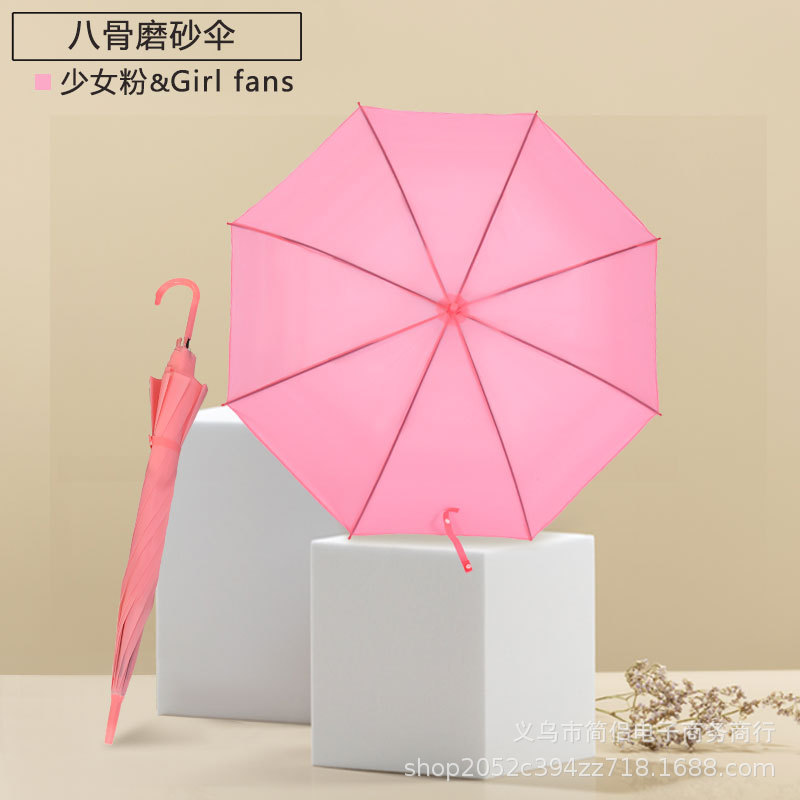 factory direct sales long handle straight rod frosted umbrella automatic color fresh umbrella stall wedding advertising umbrella printed logo details Picture