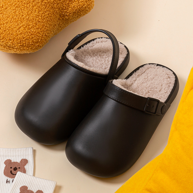 cotton slippers women's waterproof simple closed toe indoor household couple non-slip warm cotton slippers men's winter cotton cover Item Picture