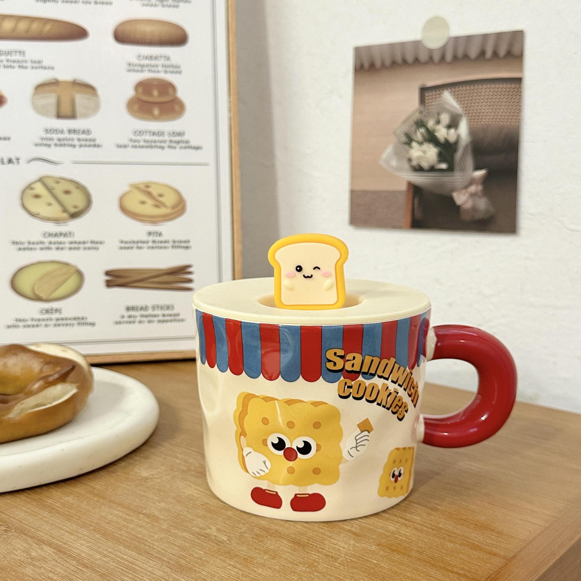 cute cartoon mug ceramic cup with lid girl good-looking office water glass practical birthday gift details Picture