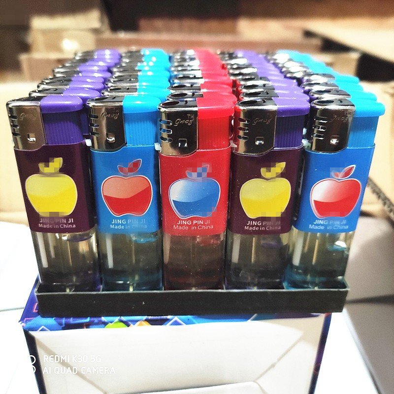 household 50 pcs disposable electronic plastic flame lighter 909 packs painting personality ordinary transparent supermarket wholesale Application Scenario