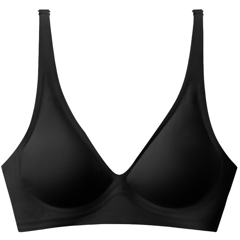 orange inner wooden underwear women's soft support small chest push up breathable breast holding wireless design seamless women's bra details Picture