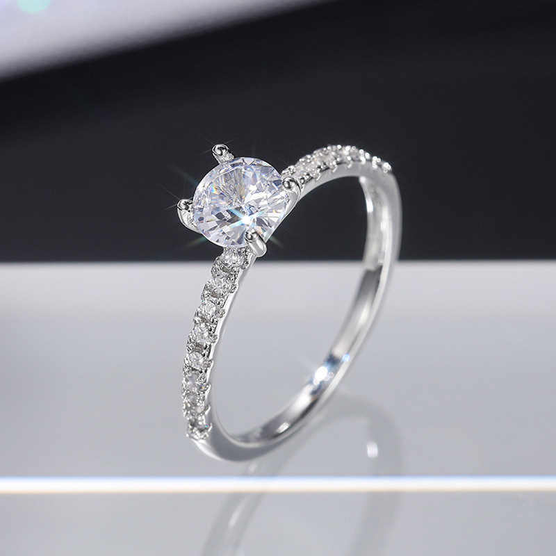 wish cross-border ebay popular european and american fashion zircon engagement ring women's light luxury gem white gold plated diamond ring Specification drawing