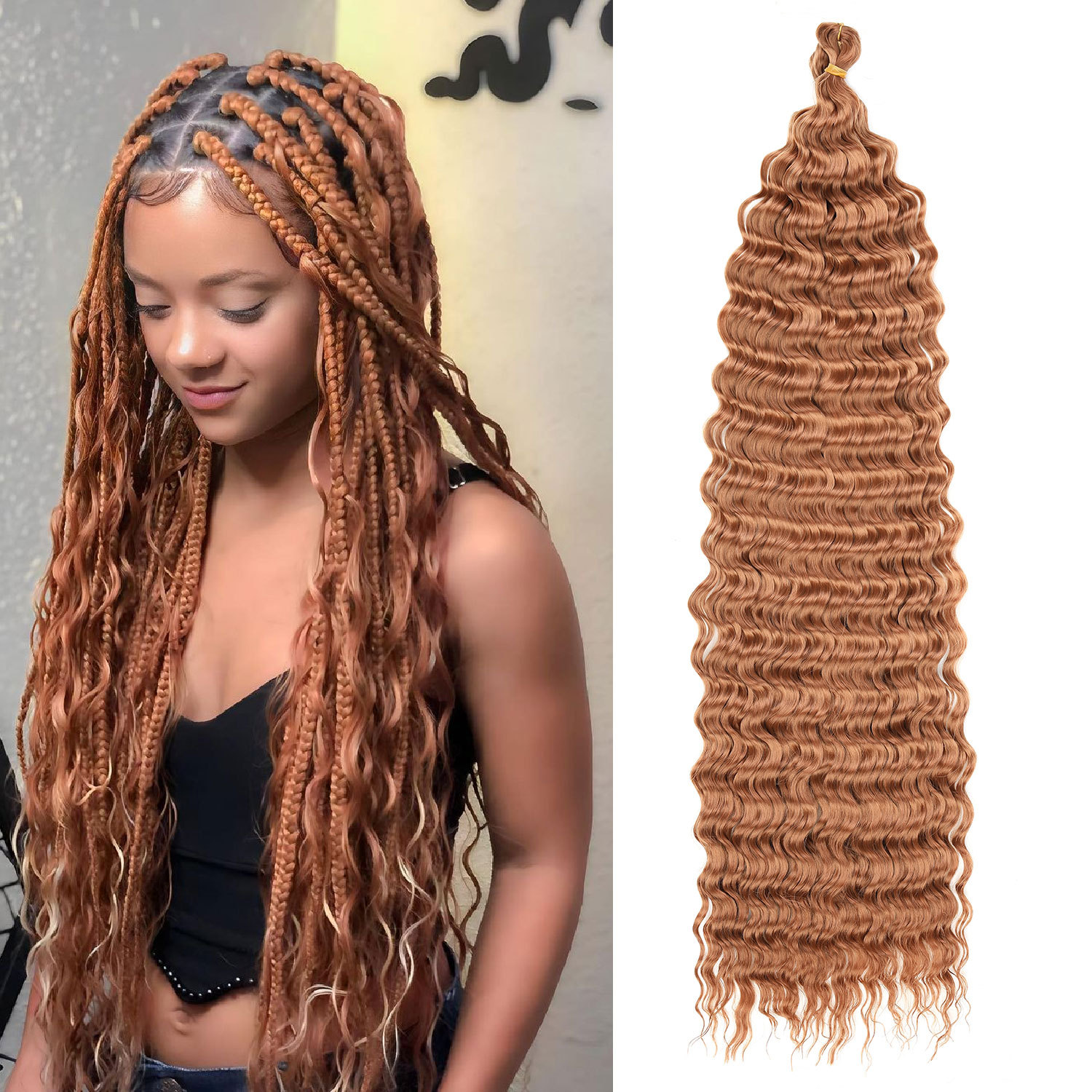 european and american african chemical fiber wig crochet hair extension curly hair bulk deep water wave hair xuchang wig full figure
