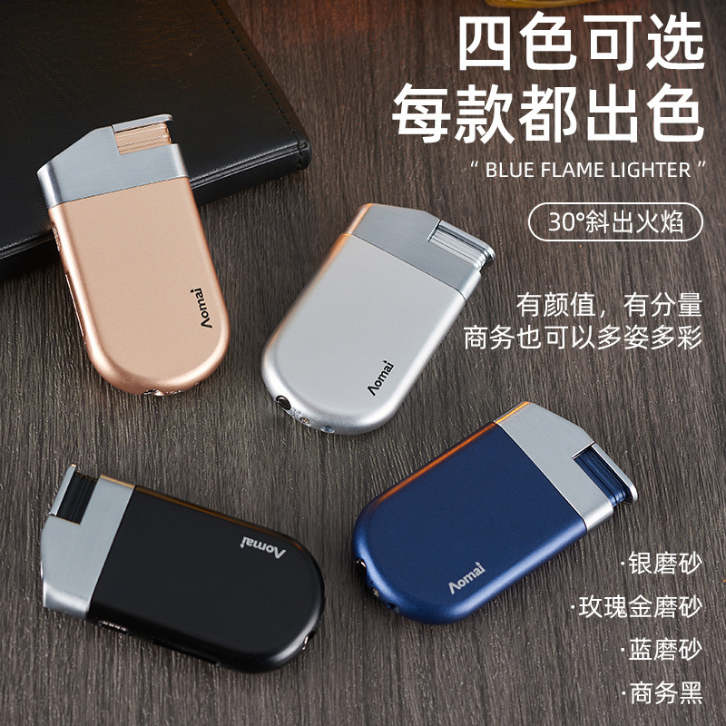 cross-border supply am7209 creative oblique fire direct punch gas lighters metal visual gas chamber windproof cigarette lighter Application Scenario